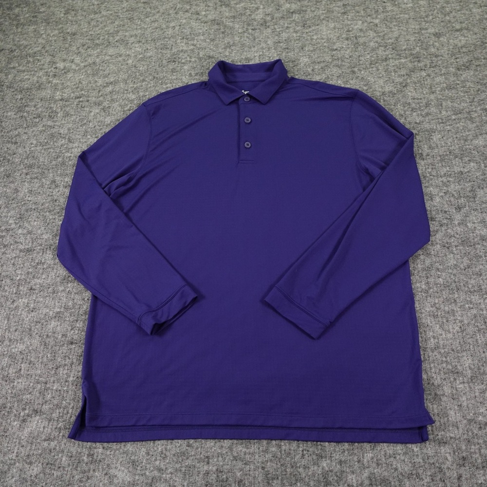 IBKÜL Long Sleeve Polo Shirt Mens Large Blue UPF 50+ Cool‎ Feel Quick Dry